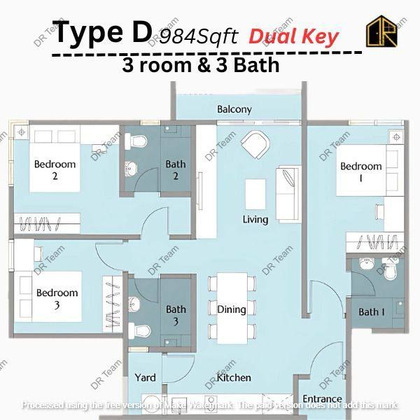 Type D 984 Sqft